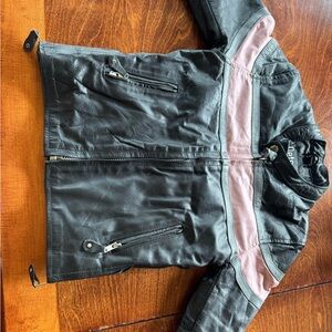 Black and Pink Casual Jacket with Light Trim